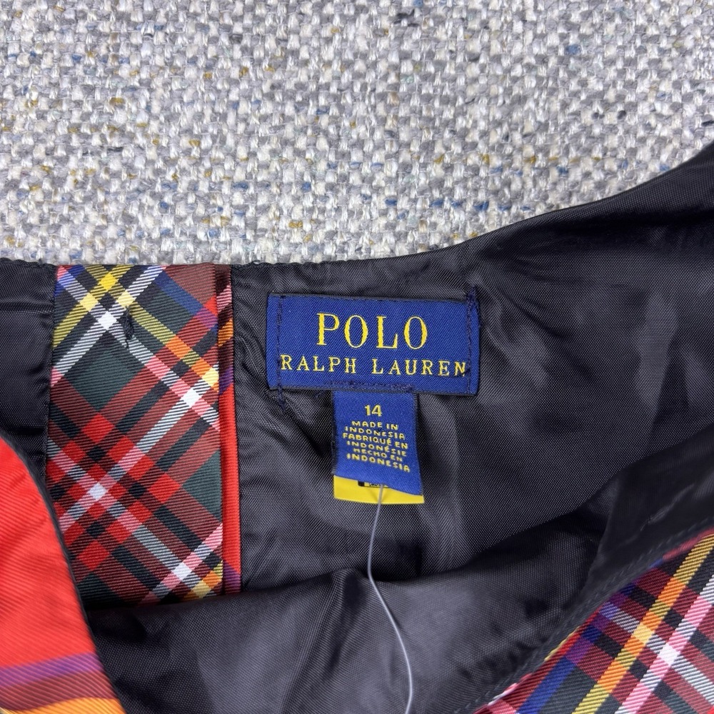 Polo Ralph Lauren Girls Dress Sz 14 Red Tartan Plaid Taffeta Holiday Lined Flare - Picture 3 of 5